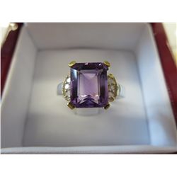 3.00 carat emerald cut amethyst ring