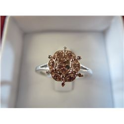 Sterling silver & rose gold plate diamond ring