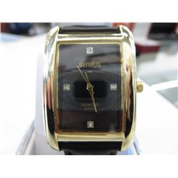 Man's new Benrus watch set with 4 diamonds