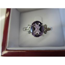 Amethyst cocktail ring set with 6 diamonds