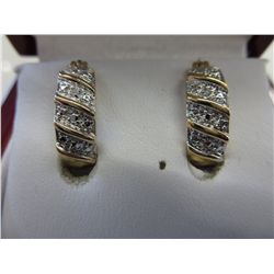 Sterling silver & gold clad diamond earrings