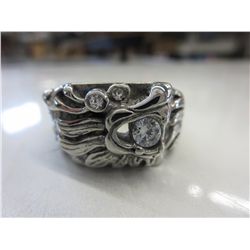 Large dragon ring set with crystal eyes & fire