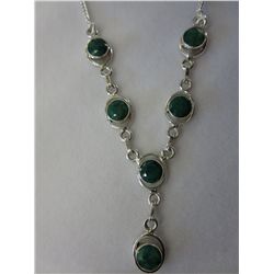 Sterling silver emerald drop necklace