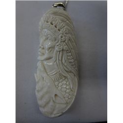 Buffalo bone sterling silver native necklace