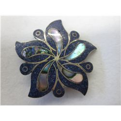 Antique sterling silver Taxco flower brooch