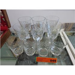 10 vintage cut crystal glasses