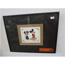 Framed signed ink picture of Micky & Minnie Mouse