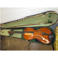 Inlaid violin, bow and case