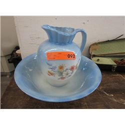 Blue glazed jug and wash basin