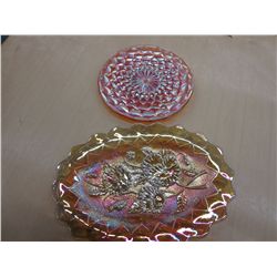 2 vintage copper luster dishes