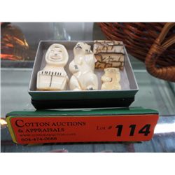 Carved bone Inuit Billiken & bears