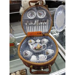 Disney Winnie the Pooh child's tea set in basket
