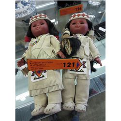 Pair of buckskin clad dolls 11" tall