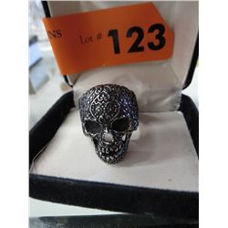 Men's biker tattoo skull ring