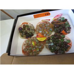 Five new bags of marbles