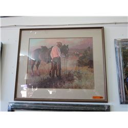 Framed print, Cowboy and Horse by Tom Ryan