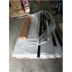 Skid of Retail peg board with framing/shelving