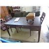 Image 1 : Wooden table & leaf with 2 chairs, as is.