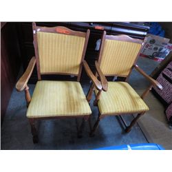 Vintage upholstered carver chairs.