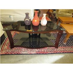 Smoked glass and wood TV stand