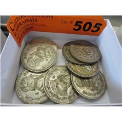 10 x 1950's & 60's Mexican 10% silver coins