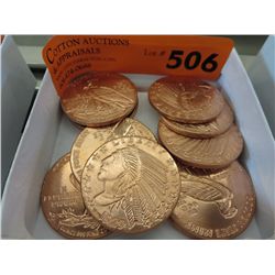 10 x 1 oz. .999 solid copper Native & eagle coins
