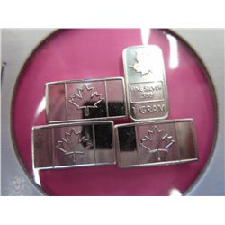4 x .999 silver Canada flag bars