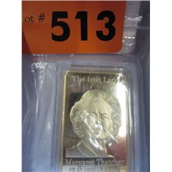 Gold clad Margaret Thatcher Commemorative art bar