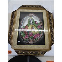 Four framed 3-D religions icons
