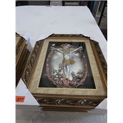 Four framed 3-D religions icons