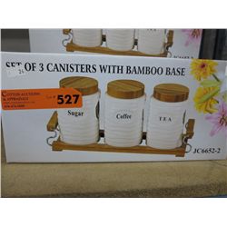 4 x 3 piece canister sets with bamboo base