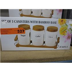 4 x 3 piece canister sets with bamboo base