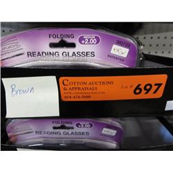Tray of folding reading glasses +2.00