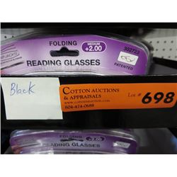 Tray of folding reading glasses +2.00