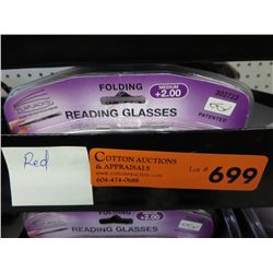 Tray of folding reading glasses +2.00