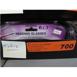 Tray of folding reading glasses +2.00