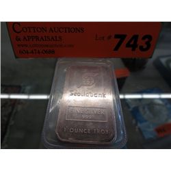 1 oz. .999 solid silver Johnson Mathey bar