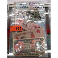 2 sheets of assorted legal tender & bits & pieces