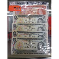 5 Bank of Canada 1986 Series bills