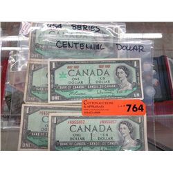 5 Bank of Canada 1954 & Centennial Series bills