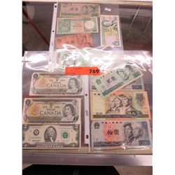 3 sleeves of foreign currency