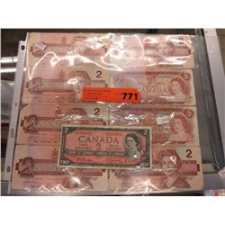 9 Bank of Canada Two Dollar bills