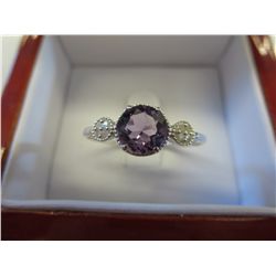 Amethyst dinner ring set with 8 diamonds
