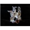 Image 1 : Man's sterling silver dragon ring with gemstones
