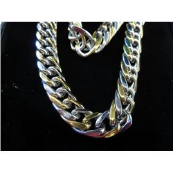 Man's 2 tone gold & titanium colour necklace