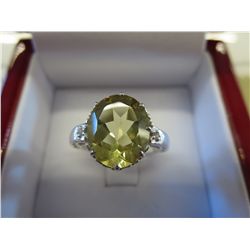 Large 5 carat yellow topaz & diamond cocktail ring