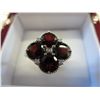 Image 1 : Garnet ring set with 5 diamonds in silver