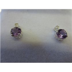 Brand new amethyst & diamond earrings in silver