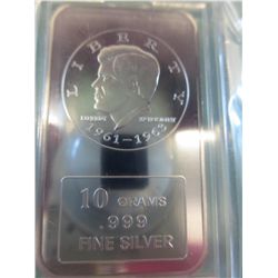 John Kennedy commemorative .999 silver art bar