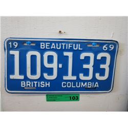 Vintage 1969 British Columbia license plates